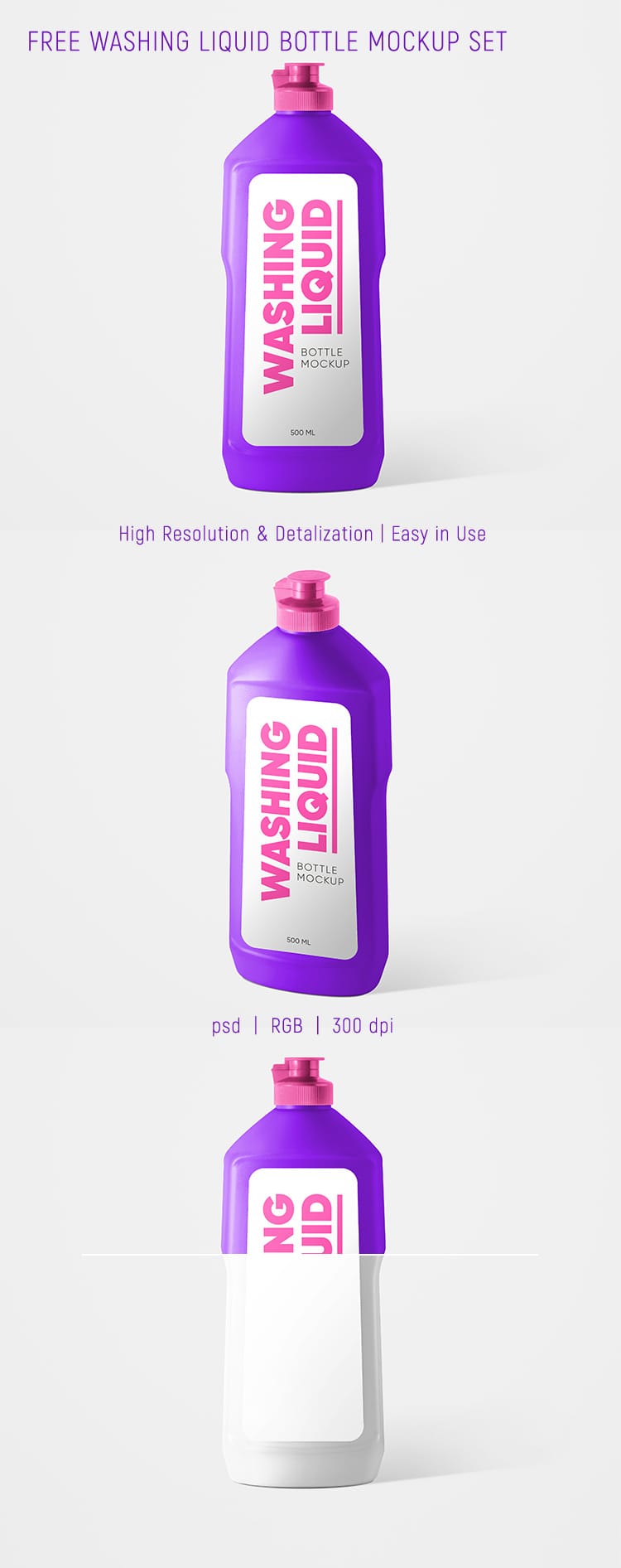Cleaning Liquid Bottle Mockup Package Set Free Package Mockup