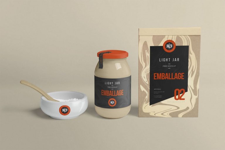 Glass Jar + Paper Bag Brand PacageMockup