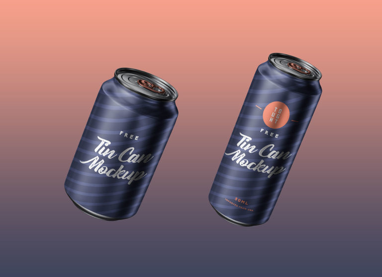 Free 500ml Beverage Tin Can Mockup PSD Set