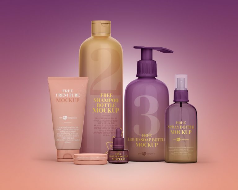 Premium Cosmetic Free Package Branding Mockup Set