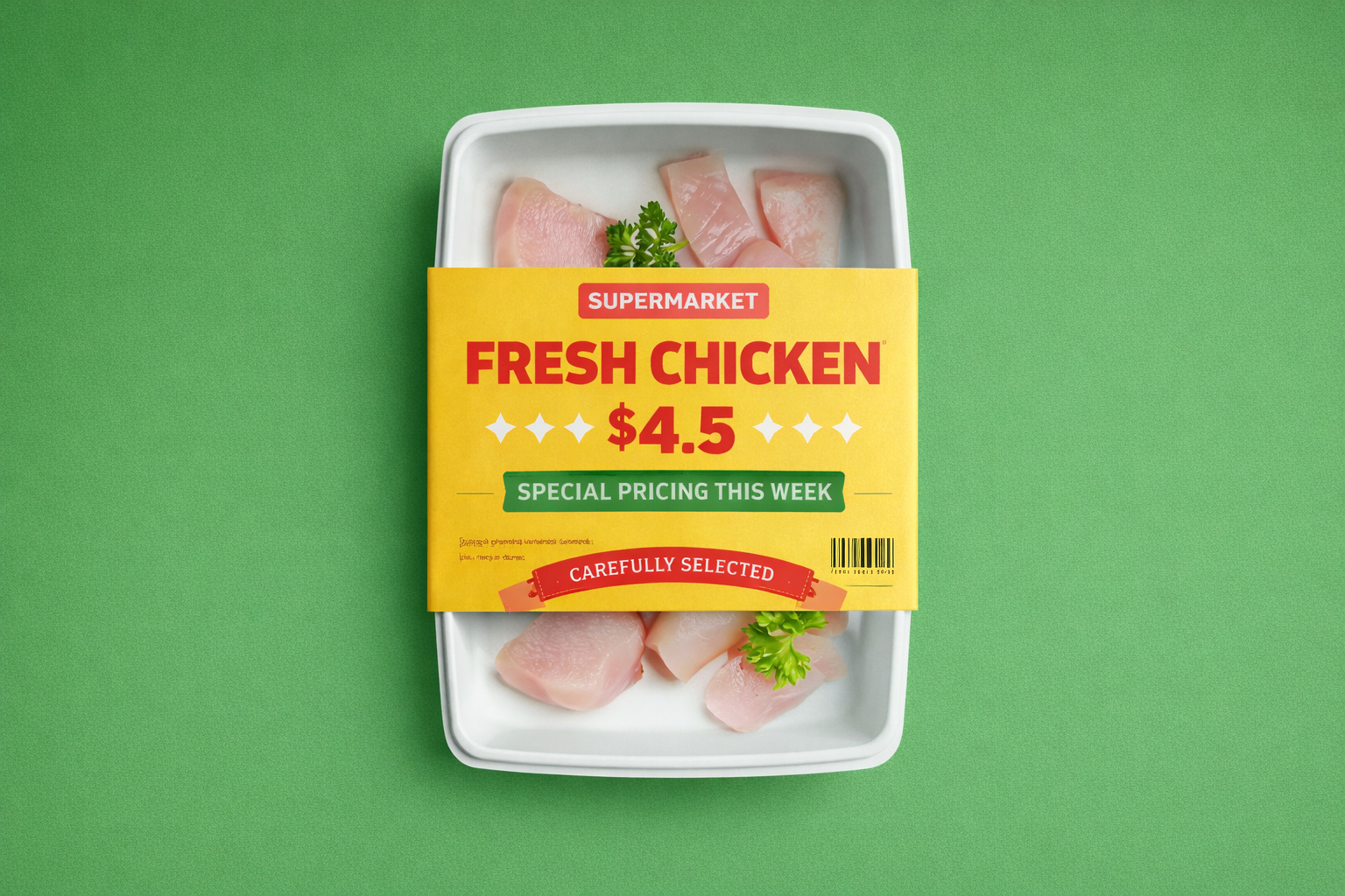 Meat Packing Disposable Container with Lable Mockup