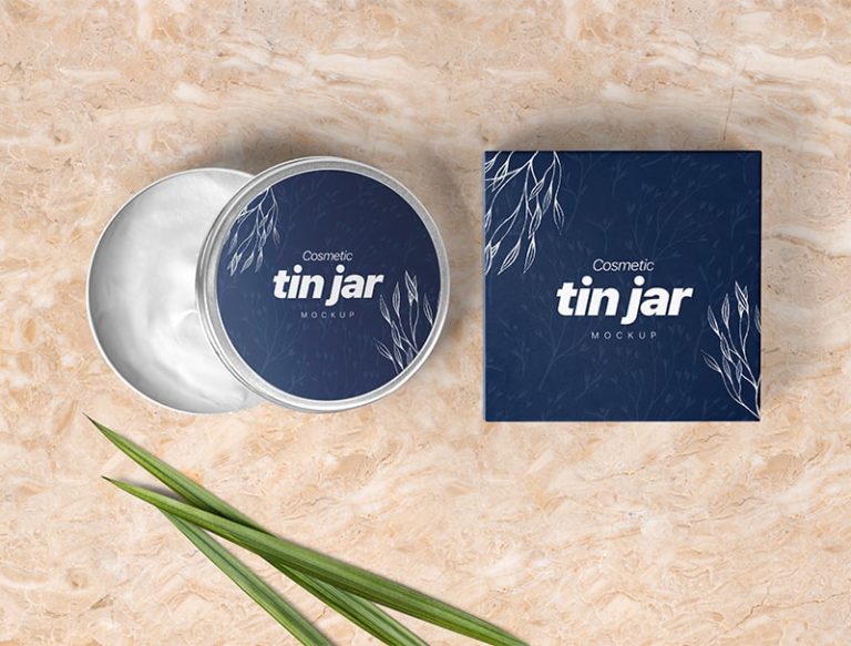 Free Cosmetic Tin Jar Mockup BOX MOCKUP