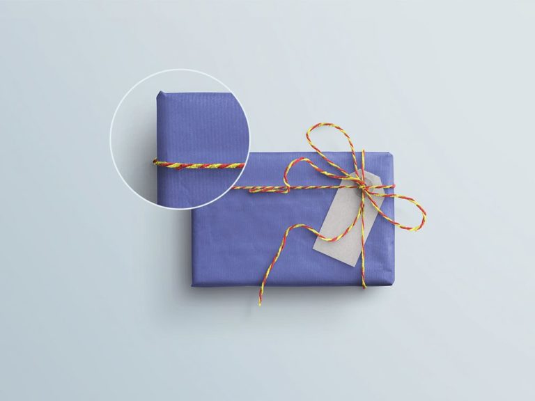 Gift Box with Tag Mockup