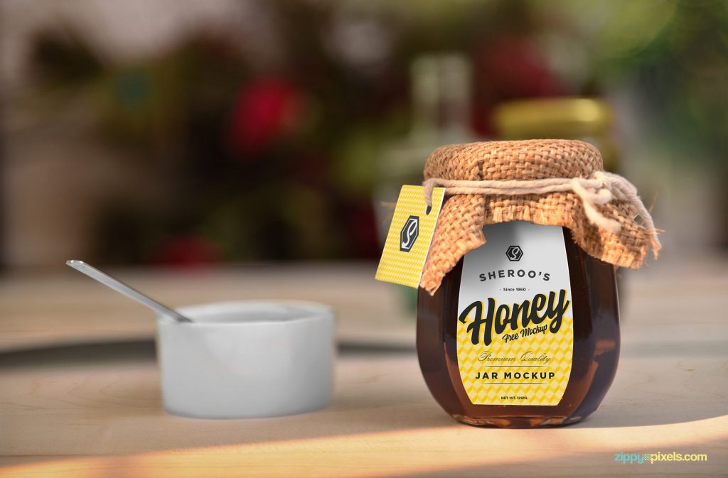 Honey Jar Mockup with Lable Tag