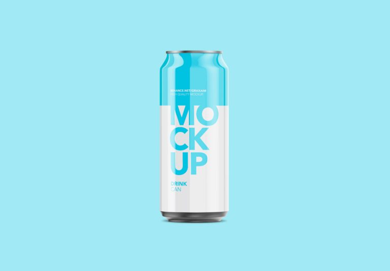 Glossy Aluminum Soda Can Mockup