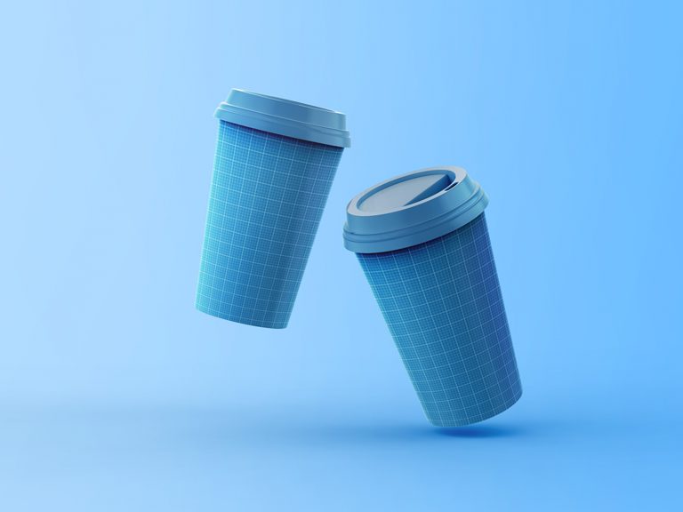 Two Floating Coffee Cups Mockup
