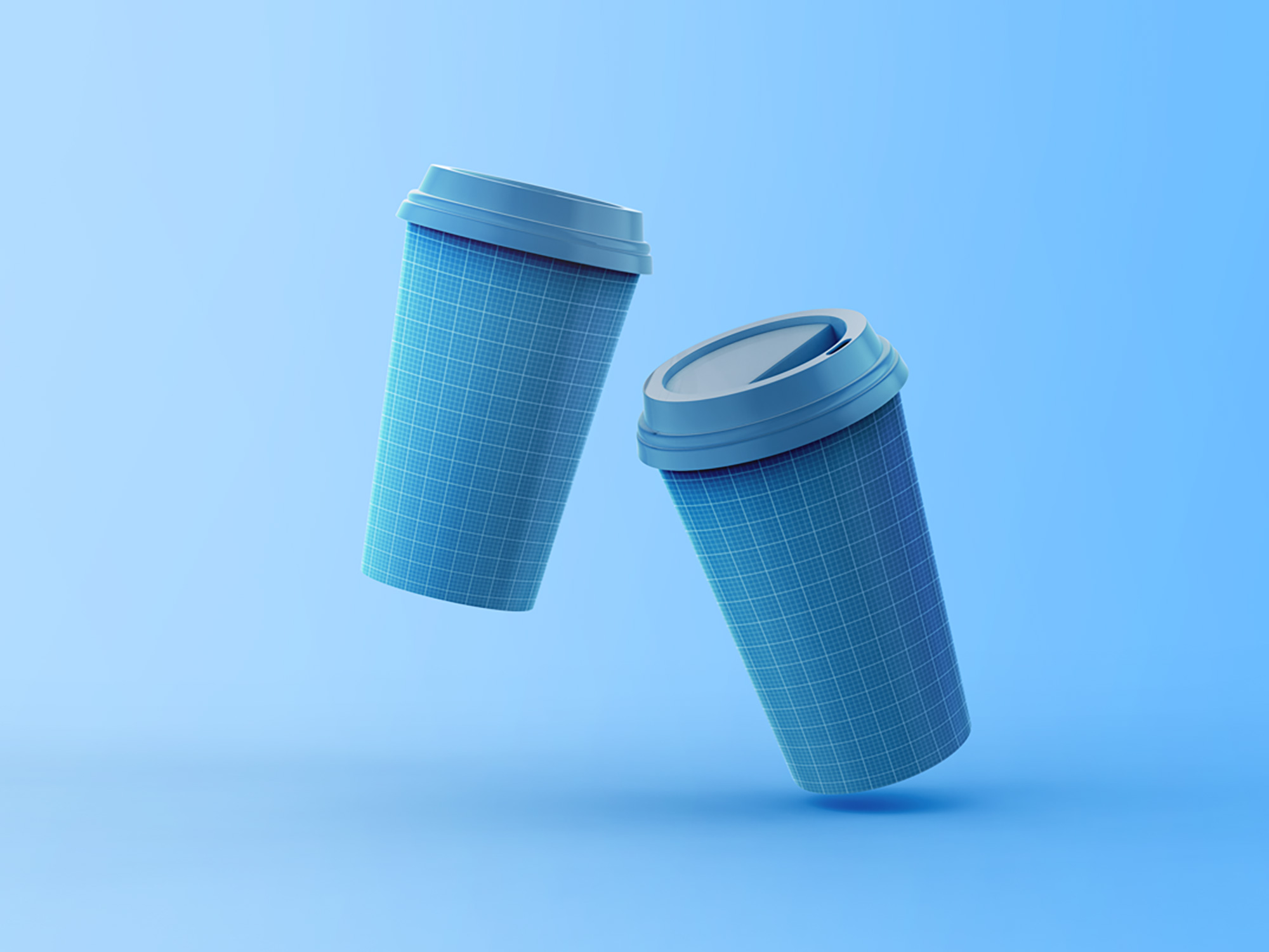 Two Floating Coffee Cups Mockup