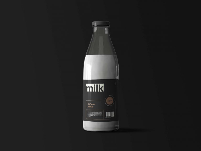 Classic milk glass bottle mockup
