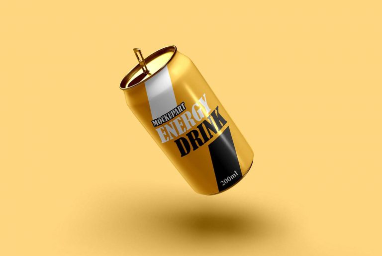 Floating Open Soda Can Mockup