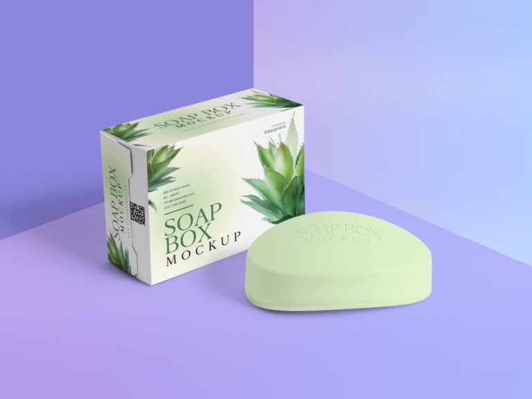 Free Soap Packaging Box and Soap Mockup