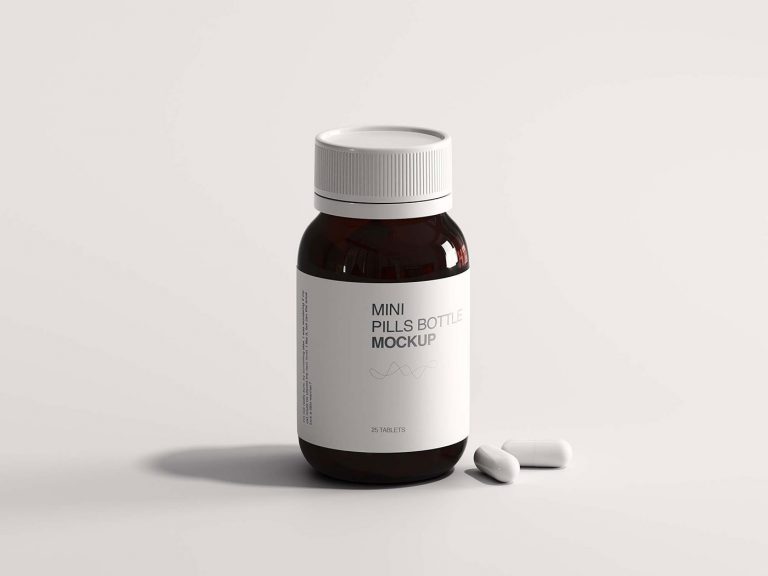 Free Mini Pills Bottle Mockup PSD
