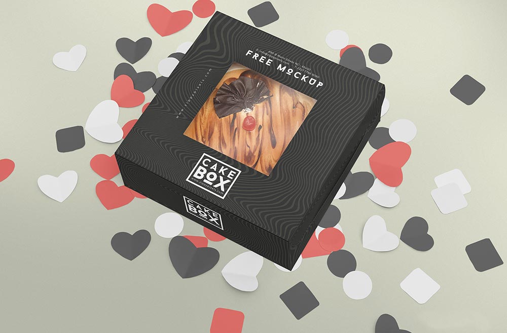 Free Cake Packaging Box Mockup