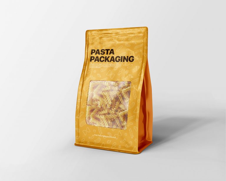 Pasta Package Flat Bottom Pouch Bag Mockup