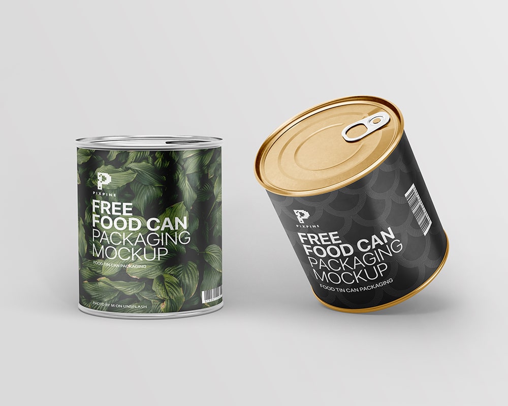 2 Free Food Can Mockup Mockup