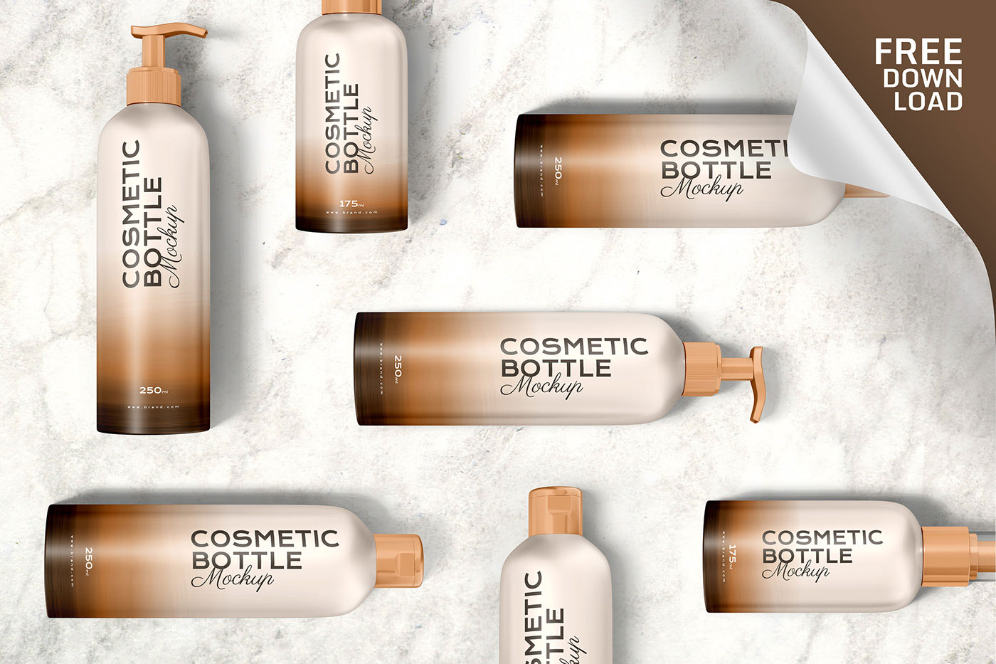 250ml Cosmetics Bottles Mockup