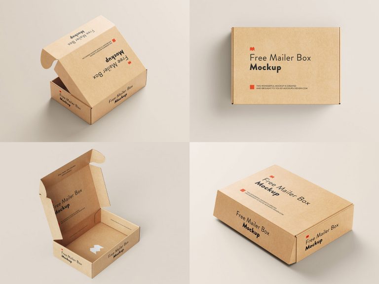 Free mailer box mockup
