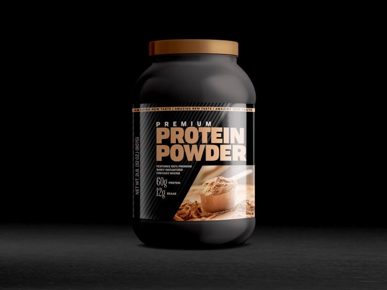 Protein Supplement Powder Bottle Mockup