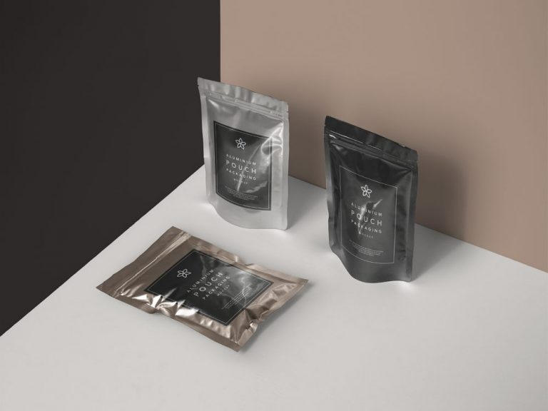 Metal Foil Pouch Packaging Mockup