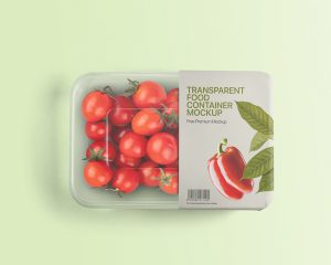 Free Transparent Tomato Packaging Container Mockup
