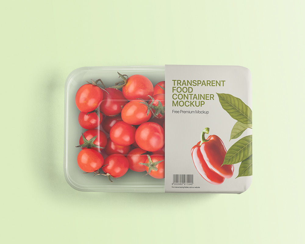 Free Transparent Tomato Packaging Container Mockup