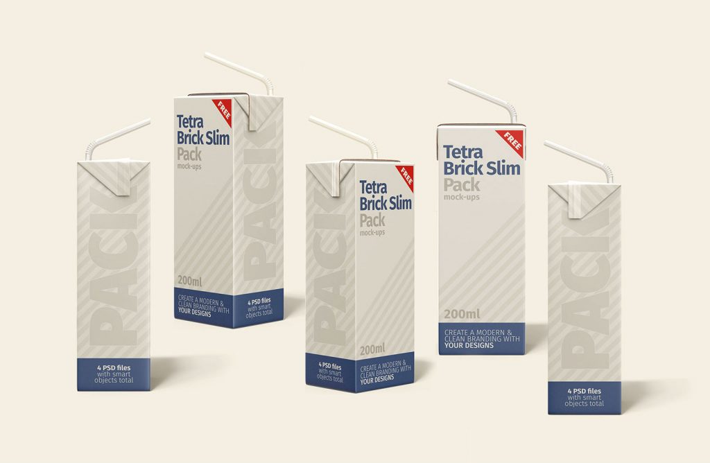 Free Tetra Brick 200 ml Mockup Set