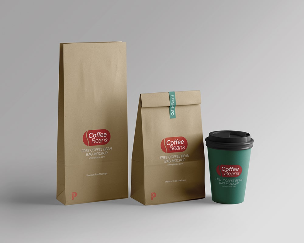 Kraft Paper Coffee Bean Bag Mockup