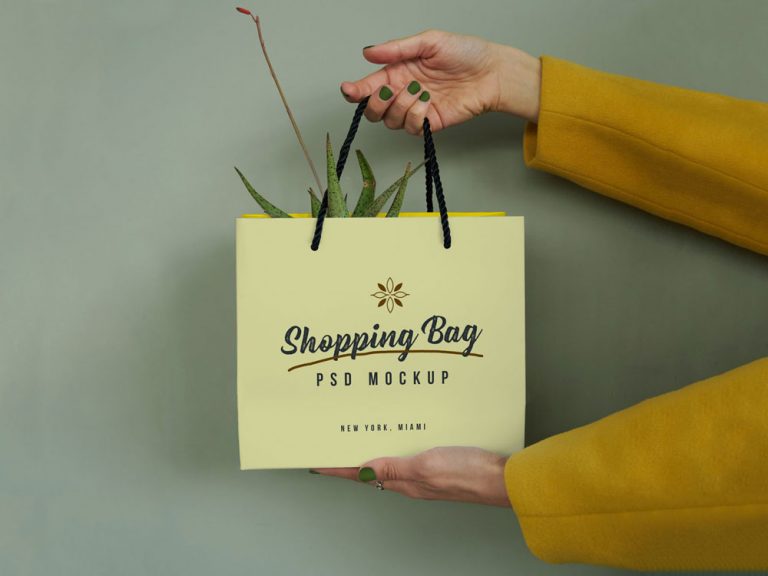 Hand Holding Shopping Bag Mockup