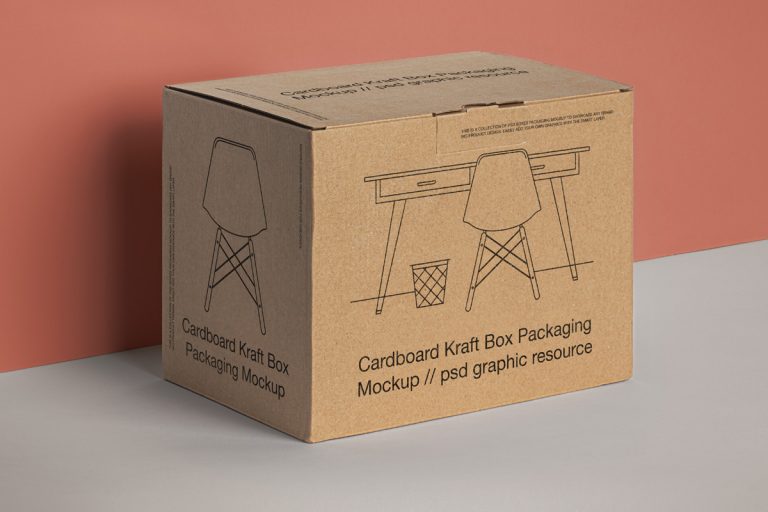 Free Cardboard Shipping Box Mockup