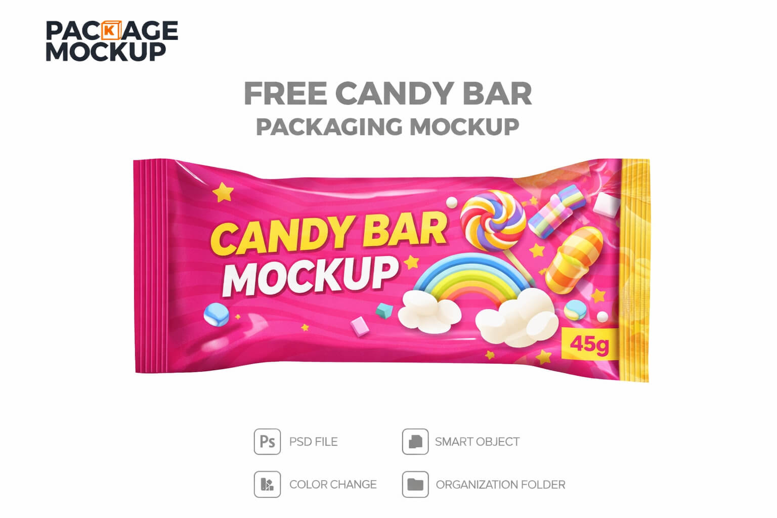 Free Chocolate Candy Bar Packaging Cover Mockup PSD