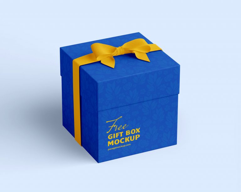 Free Square Gift Box Mock-up Set