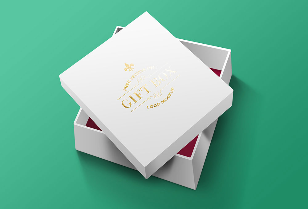 Square Open Gift Box Mockup
