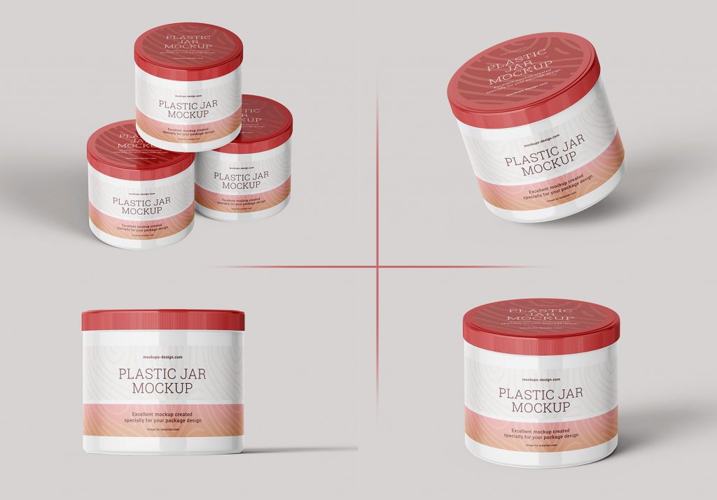 Free Cosmetic Plastic Cream Jar Mockup PSD Set