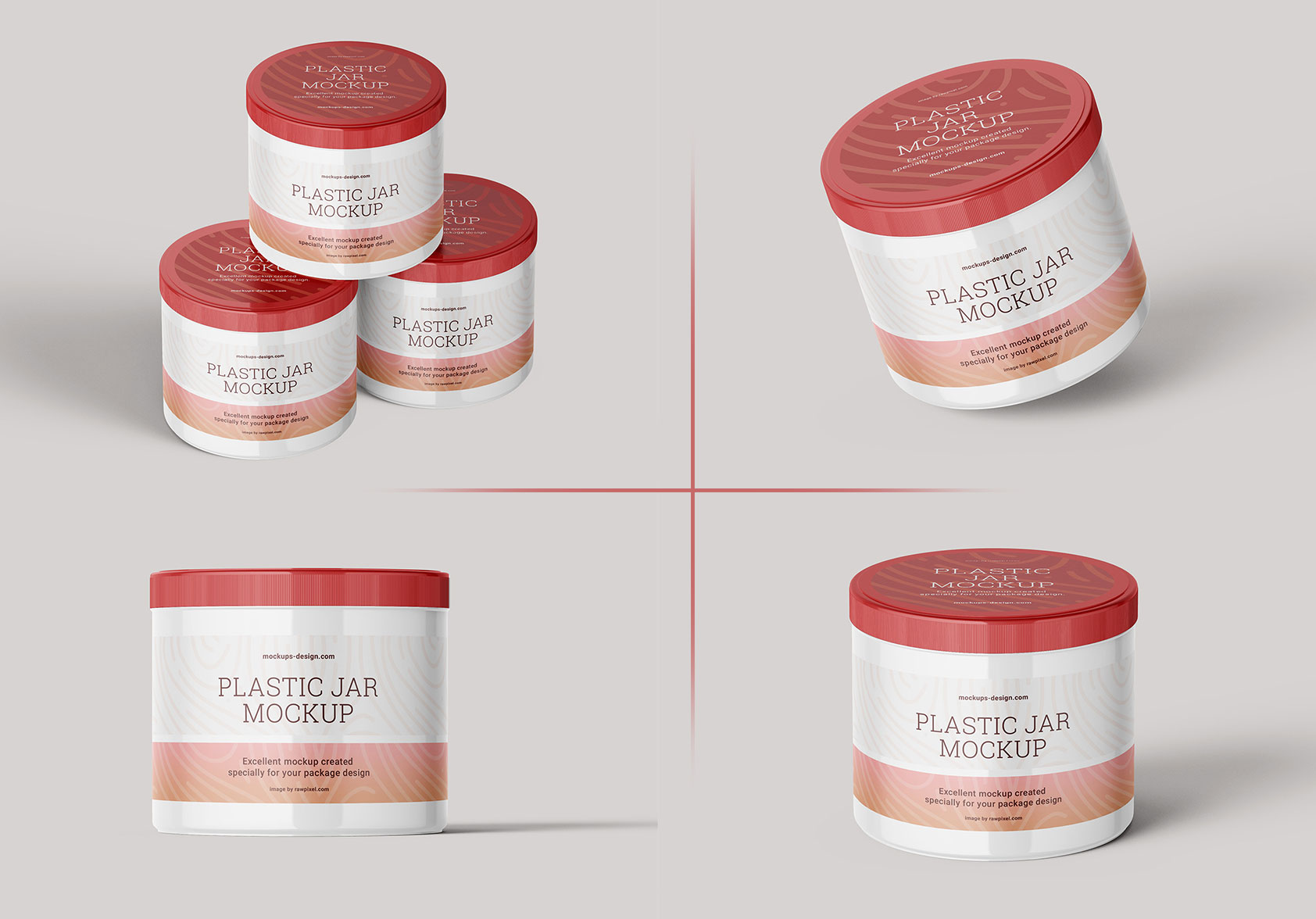 Free Cosmetic Plastic Cream Jar Mockup PSD Set