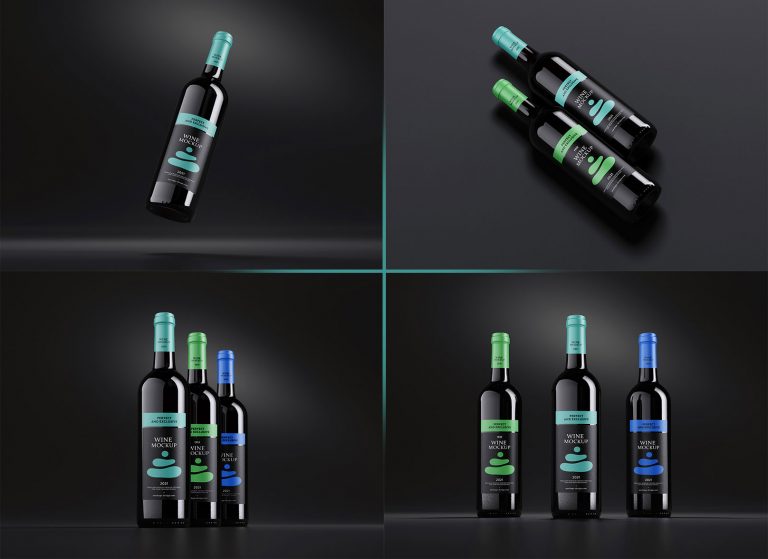 Free Wine Bottle Mockup set