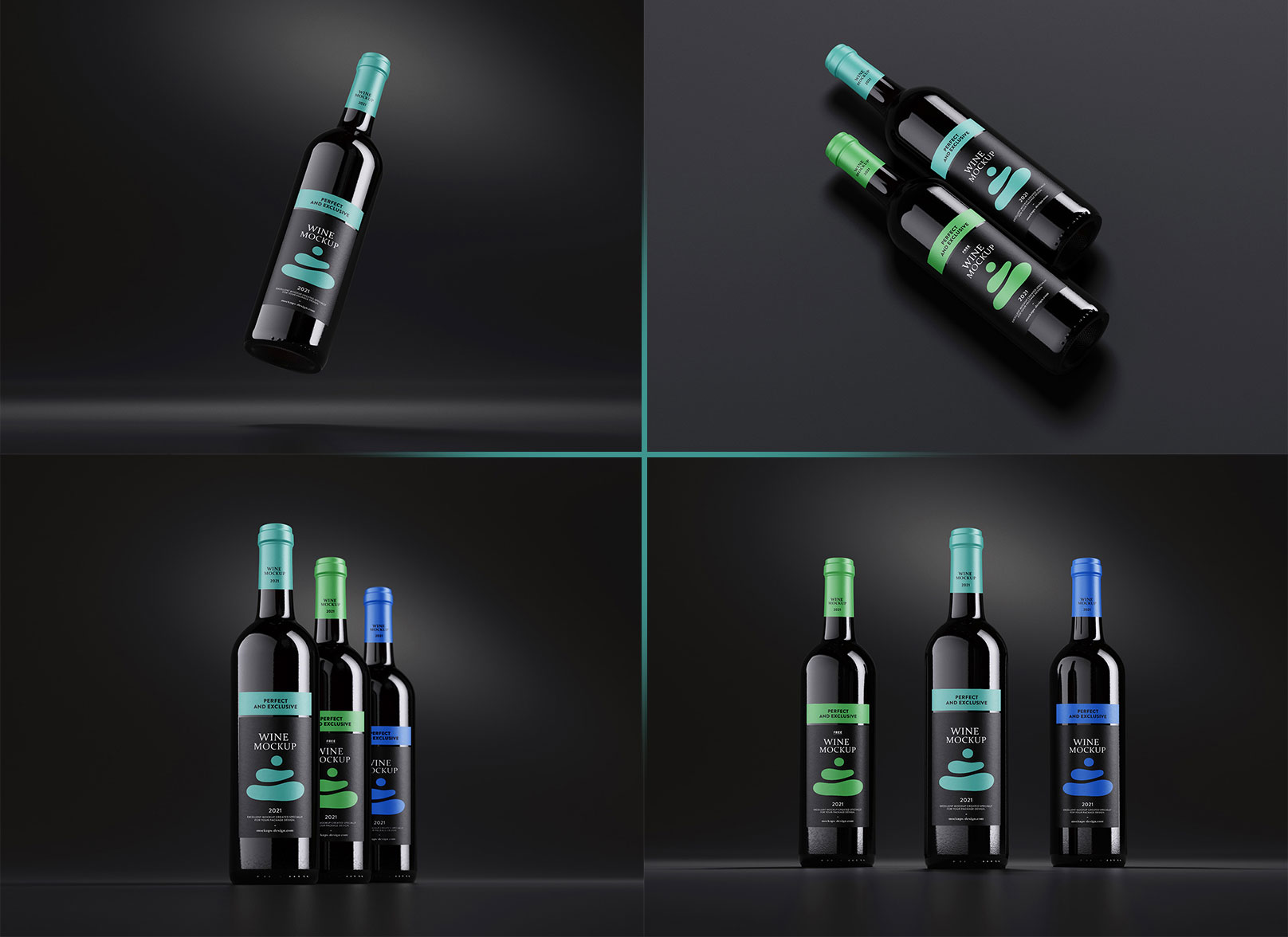 Free Wine Bottle Mockup set