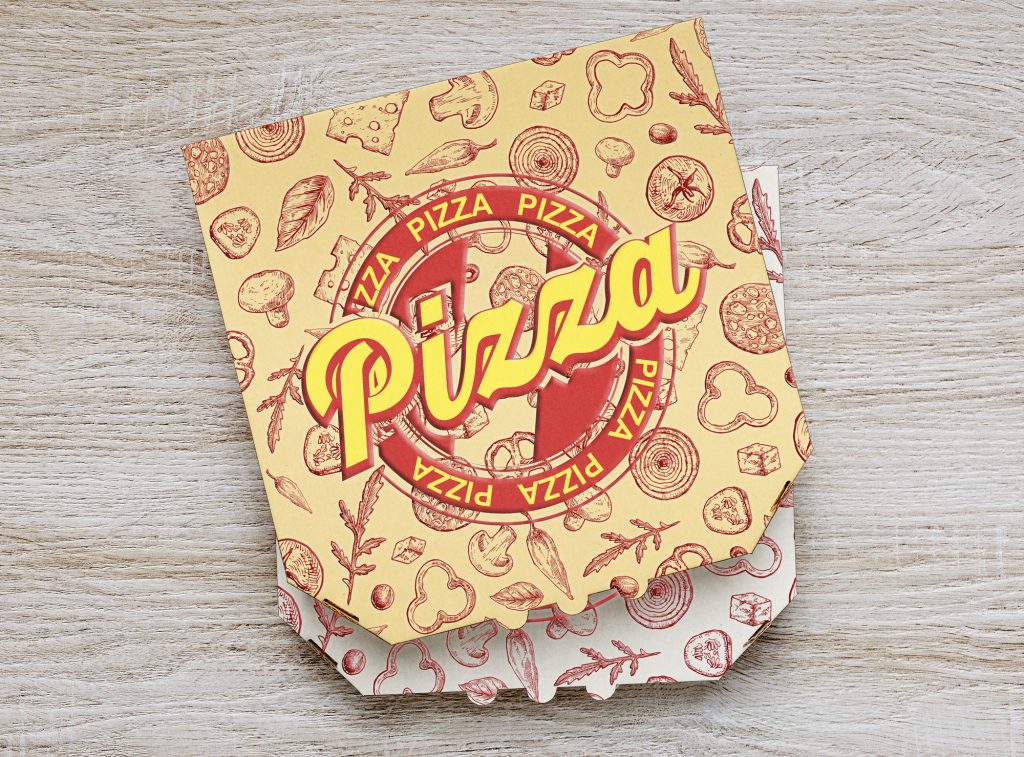 Free Pizza Box Mockup in Top view