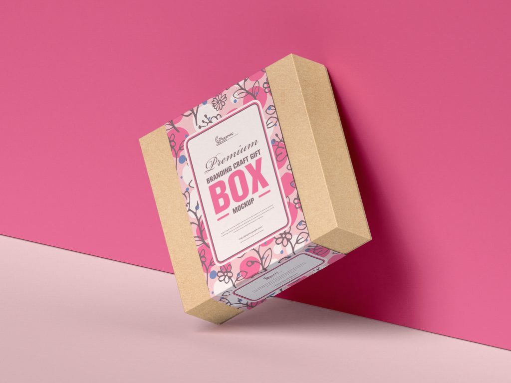 Free Premium Craft Gift Box Mockup