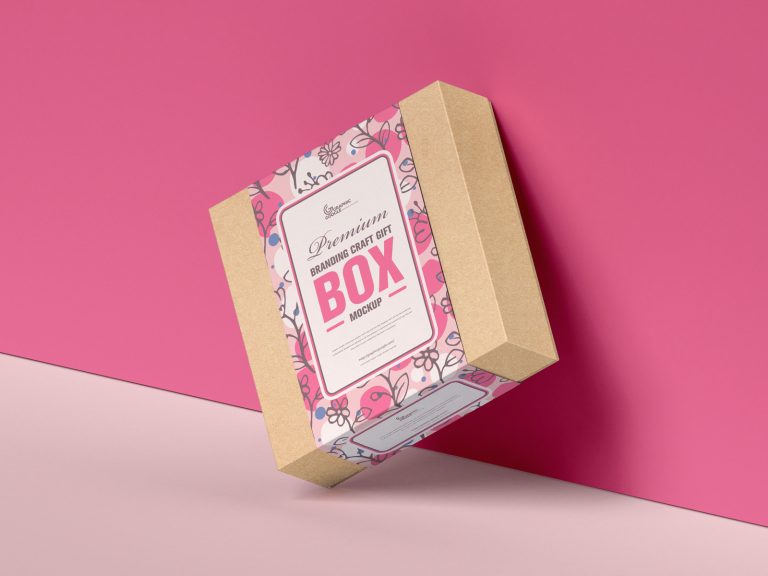 Free Premium Craft Gift Box Mockup