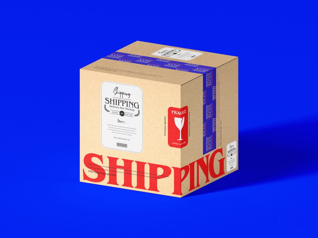 Free Shipping Delivery Box Mockup