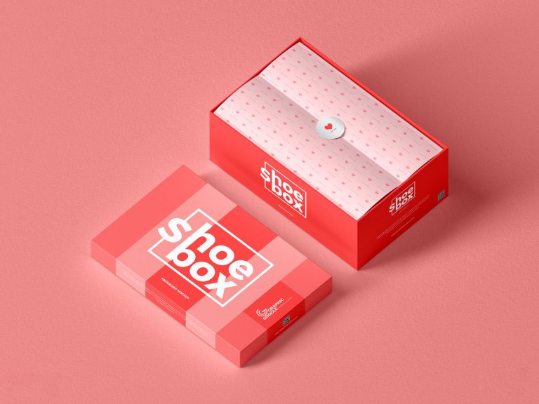 Free Shoe Box Packaging Mockup