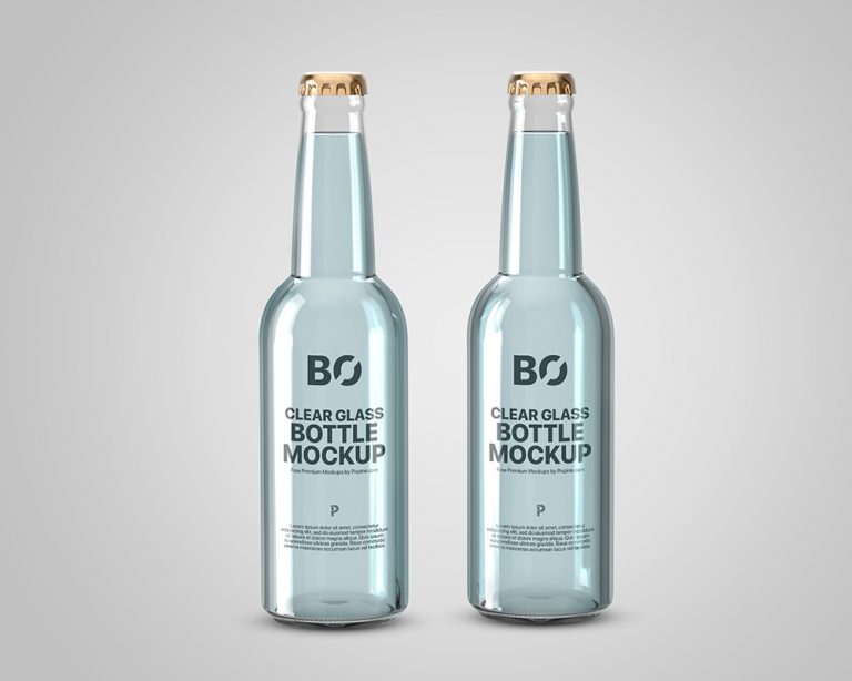 Free Clear Beverage Glass Bottle Mockup