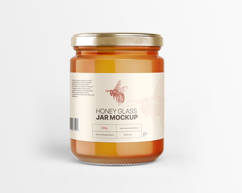 Free Honey Glass Jar Mockup