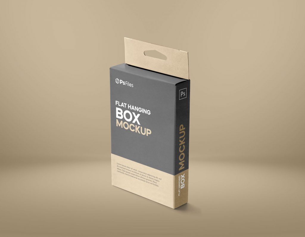 Free Slim Hanging Packaging BOX Mockup