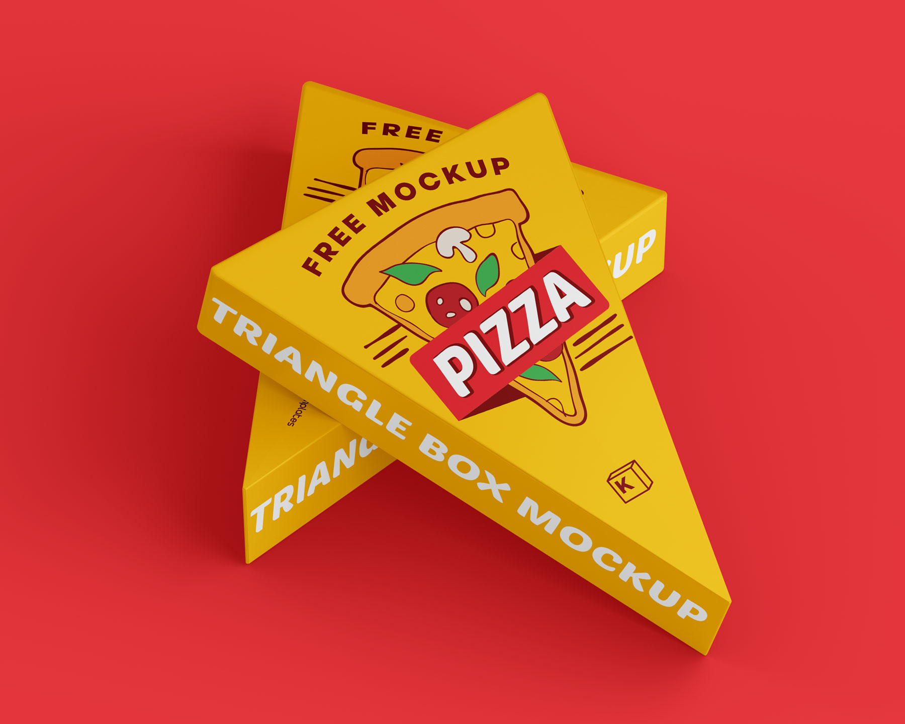 Free Triangle Pizza Box Mockup set