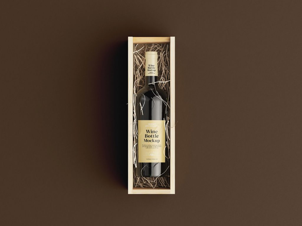 Free Opened Wine Box Mockup