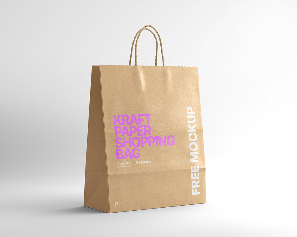Free Kraft Paper Shopping Bag Mockup