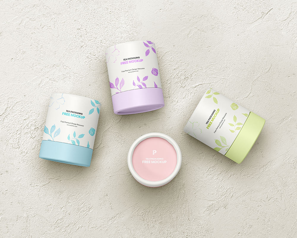 Free Paper Tube Tea Packaging Mockup