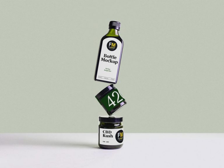 Free Bottle and Jar Branding Packaging Mockup