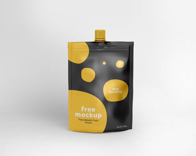 Free Metallic Food Pouch Mockup