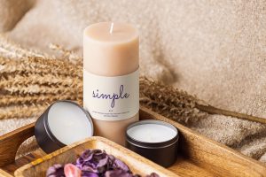 Free Scented Block / Pillar Candle Label Mockup PSD